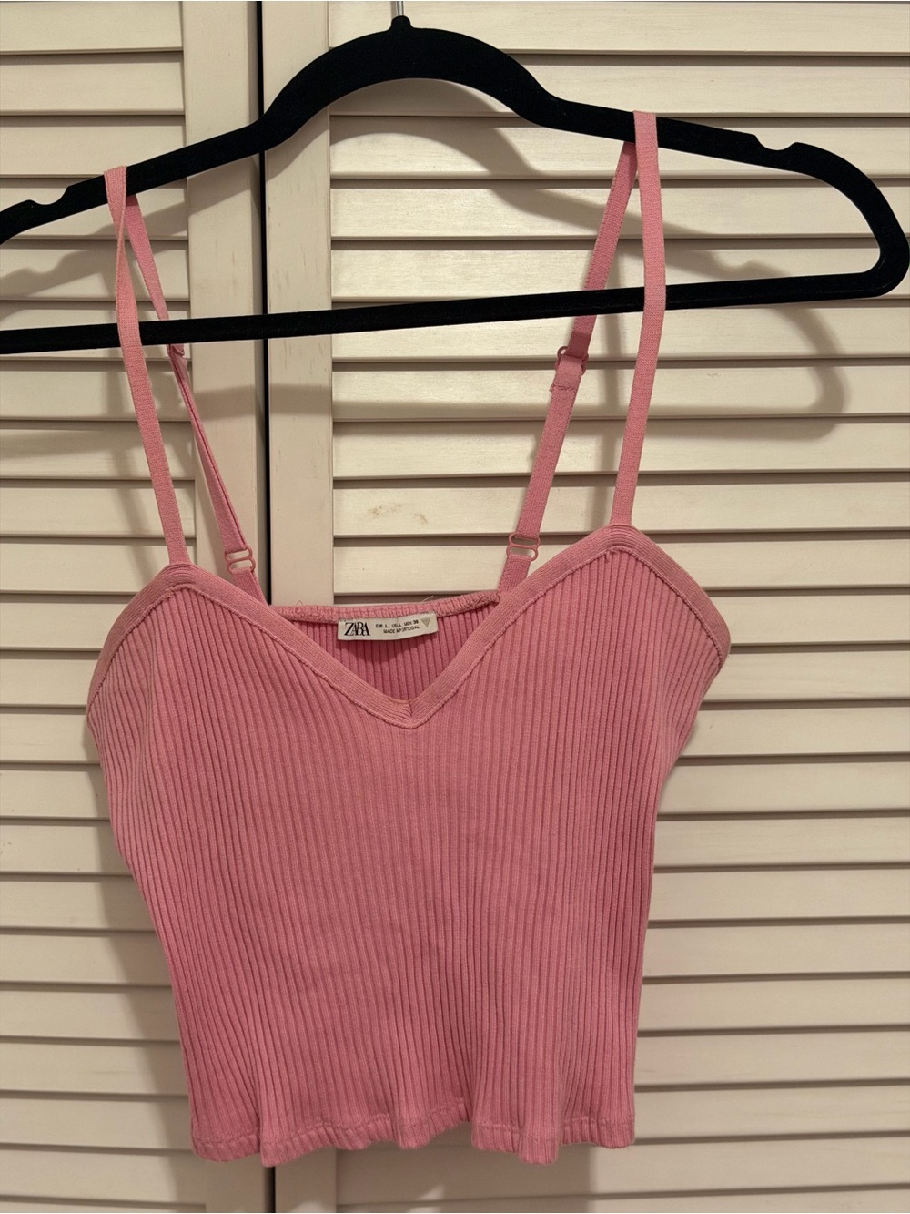 Zara Dusty Pink Ribbed V-Neck Cami